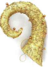 Christmas Gold Glitter and Beaded French Horn Christmas Ornament 9&quot; x 6&quot;... - $15.88