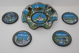 Walt Disney World Magic Kingdom Vintage Souvenir Glass Trinket Candy Dishes - £31.89 GBP