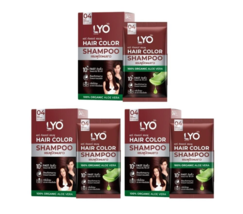 3X LYO Hair Color Shampoo Red Brown #04 Dye Cover Gray White 100% Organic Aloe - £67.68 GBP