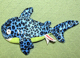 10" Aurora World Fanta Sea Life Blue Shark Black Spots Green Stuffed Animal Fish - $10.80
