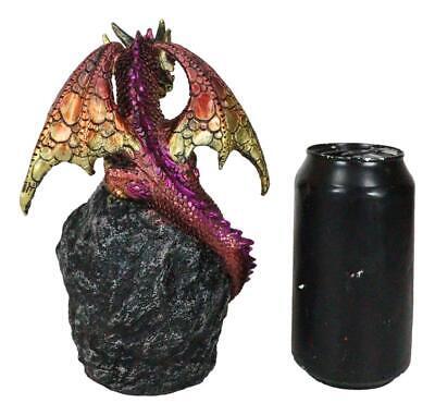 Metallic Red Iridescent Dragon On Faux Geode Rock Quartz Crystal Cove Figurine Item image 9