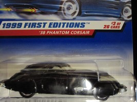 &#39;38 Phantom Corsair (Rare Black Wall 5 Spoke Variant) Hot Wheels 1999 First Edit - £8.59 GBP