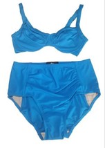 Ellos High Waisted Bikini Bathing Suit Size 14 Ruched Underwire Adjustable New - £17.38 GBP