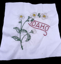Idaho Floral Embroidered Quilted Square Frameable Art State Needlepoint Vtg - $27.90