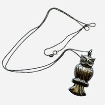 Vintage Necklace Animal Owl Sterling Silver Pentant Spring Ring NF 925 - £34.54 GBP