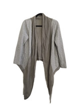 Soft Surroundings Womens Sweater Gray Tan Open Front Waterfall Cardigan Sz M - £14.34 GBP