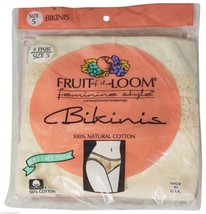 New Vtg 90s Fruit Of The Loom Bikini Panties Size 5 Beige Nude 3 Pair Deadstock - £14.58 GBP
