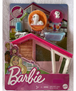 Barbie Indoor Furniture Dog House &amp; Accessories Set 2 Puppies Water Bowl... - £11.97 GBP