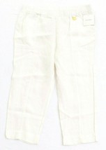 Ellen Tracy Chalk White Linen Cropped Pants Women&#39;s NWT - £47.89 GBP