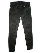 New Big Star Womens Jeans 28 Alex Skinny Pants Black Jacquard Paisley Flowers  - £130.66 GBP