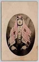 RPPC Arab Man Middle East Tinted Keffiyeh Shemagh Oval Portrait Postcard O23 - £23.94 GBP
