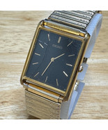 Vintage Seiko Quartz Watch V700-5K30 Men Gold Tone Black Rectangle New B... - £30.01 GBP
