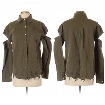 LF BSBW Future Destroyed Green Khaki Button Down Long Sleeve Shirt Size XS - $54.00