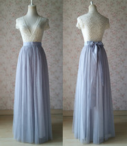 SILVER GRAY Tulle Maxi Skirt Wedding Bridesmaid Custom Plus Size Tulle Skirt