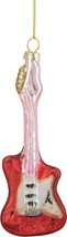 5.25&quot; Red And Silver Glass Bass Guitar Christmas Ornament - £30.48 GBP
