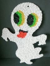 Vintage 1970’s Melted Plastic Popcorn White Ghost Halloween Decoration 18 1/2” - £21.36 GBP