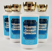 4 Bath Body Works Frosted Coconut Snowball Body Lotion 8 oz Shea Butter VitaminE - £28.07 GBP
