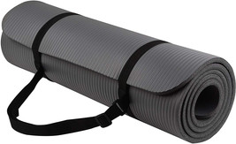 Yoga Mat Exercise Pad 71x24 Thick Non-Slip Fitness Pilates Gym Workout Gray - £24.38 GBP