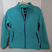 Spyder Youth Girls Size XL 18 Fleece Knit Full Zip Jacket Teal Blue Accent Logo - £14.77 GBP