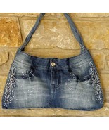 Up-cycled Sparkle Denim Statement Purse - Hobo Style - $35.00