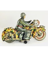 Vintage Arnold CKAO A-754 Military Army Motorcycle German Tin Wind-up Toy - $734.99