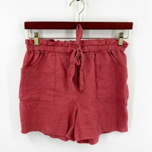 Willi Smith Linen Shorts Size 8 Red Flowy Tie Ruffle Waist Womens - $19.80