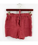 Willi Smith Linen Shorts Size 8 Red Flowy Tie Ruffle Waist Womens - €17,25 EUR
