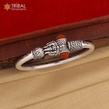 925 Sterling silver trishul and rudraksha bangle bracelet kada nsk931 - $128.69