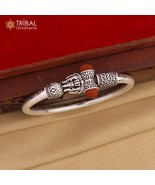 925 Sterling silver trishul and rudraksha bangle bracelet kada nsk931 - $128.69