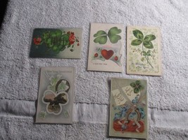 5 Happy New Year Early 1900s Irish clover Postcards lot Vintage Antique posted - £11.84 GBP