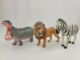 Lot of 3 Planet Earth Toys 2008 Zebra Lion Hippopotamus African Safari Figures - £13.42 GBP