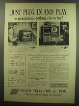 1949 Philco Model 1104 and Model 1479 Televisions Ad - Just Plug in and play - £13.79 GBP