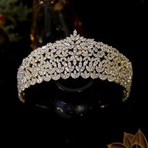 Luxury Bridal Crown CZ Headdress Crystal Headband Wedding Headdress Hair Accesso - £81.46 GBP