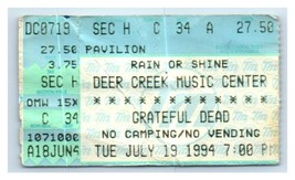 Grateful Dead Concert Ticket Stub July 19 1994 Deer Creek Indiana - £27.23 GBP