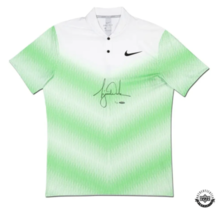Tiger Woods Autographed Nike Green Stripe Pattern Polo Shirt UDA LE 25 - £3,605.17 GBP