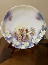 Leuchtenburg Germany 9 1/2&quot; Handled Cake Plate with Flowers And Berries (U1) - £27.18 GBP