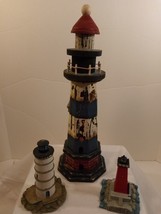 Lot of 3 Lighthouse Figurines Nautical/ Coastal Decor - £15.79 GBP