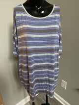 LuLaRoe Irma Stripped Heather Grey, Blue Stopped NWT SZ Small - £7.08 GBP