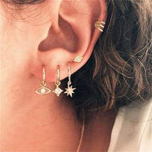 LETAPI 5pcs/set Boho Moon Rhinestone Crystal Drop Earrings Set for Women Girl Go - £7.08 GBP