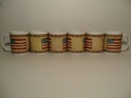 Set Of 6 Rustic American Flag Coffee Mug Thirstystone 2002 Patriotic USA - £35.22 GBP