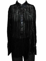 Free People Womens Size Small Black Flocked Long Sleeve Shirt - £12.73 GBP