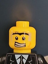LEGO Power Miners Minifigure Head Yellow Unibrow Miner Determined Face Dual Side - £3.70 GBP