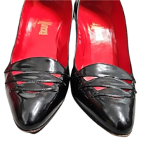 Vintage Neiman Marcus Pumps Patent Black Leather Cut Outs Size 7 B image 7