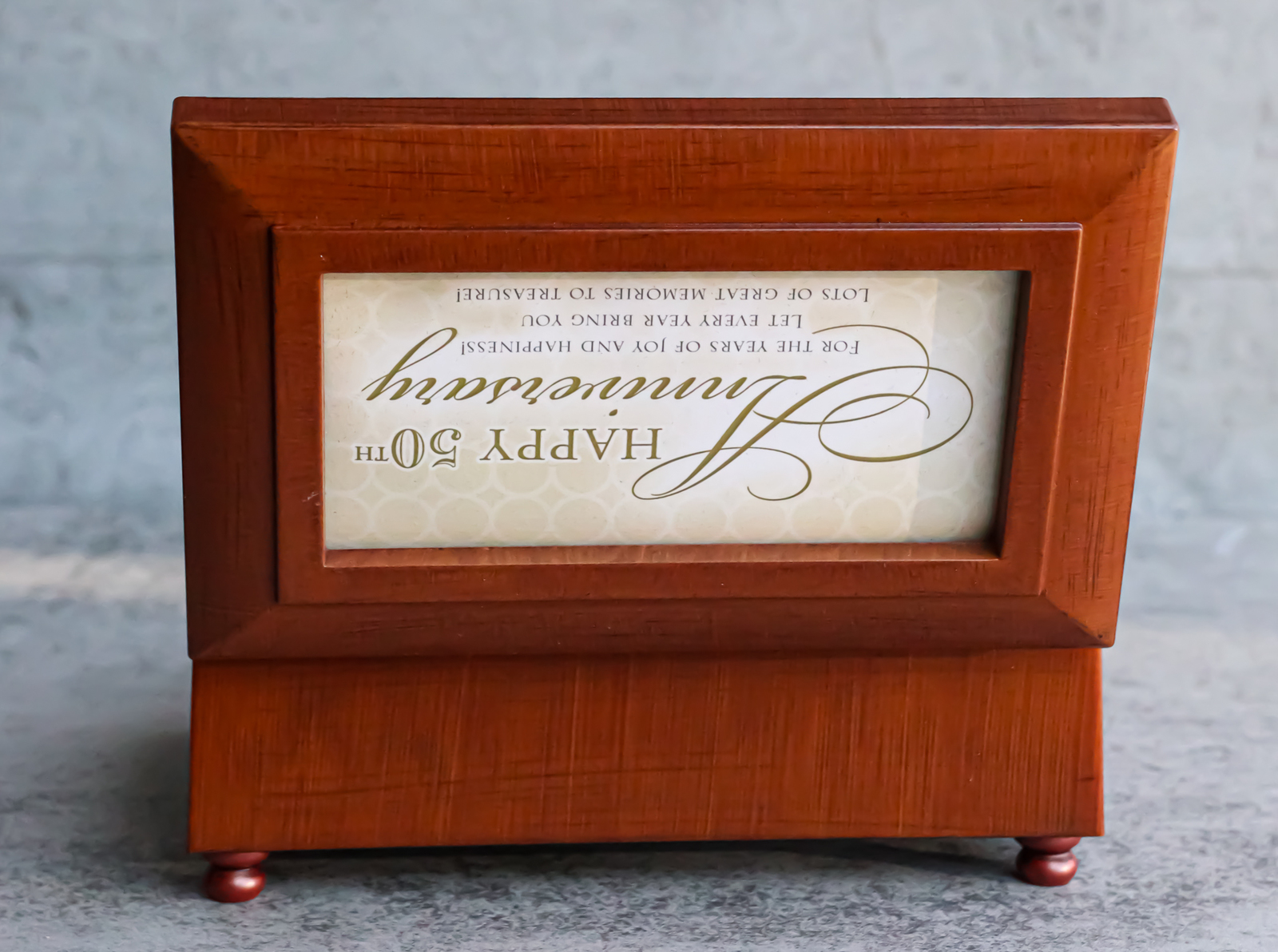 Happy Fiftieth 50th Anniversary Polished Burlwood With Trinket Wind Up Music Box Item image 10