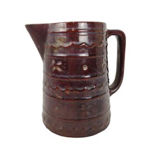 Vintage MARCREST Daisy Dot Brown Drip Glaze Stoneware 2-Qt Pottery Pitcher USA - £22.83 GBP