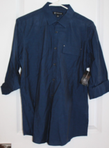 Inc Riviera Blue Hybrid Cotton Long Sleeve Button Front Shirt Size Small - £23.52 GBP