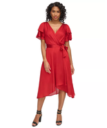 Women&#39;S Shimmer Side-Tie Flutter-Sleeve Dress - £51.14 GBP