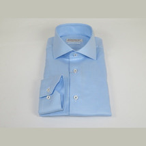 Men 100% Italian Cotton Shirt Non Iron SORRENTO Turkey Spread Collar 2745 Blue image 4