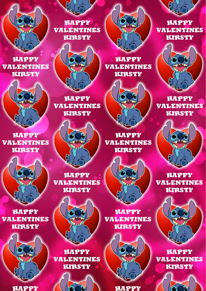 Primary image for Disney Stitch Personalised Valentines Day Gift Wrap - Stitch Wrapping Paper