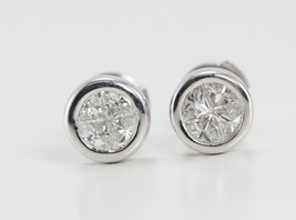 18k White Gold Princess Diamond Round Earrings (0.78 Ct G-H SI1 Clarity) - £1,399.81 GBP